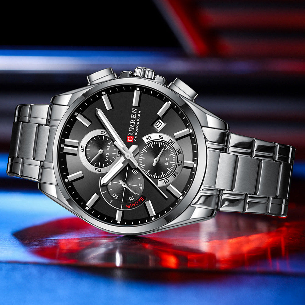 Reloj Curren 8475 plateado negro