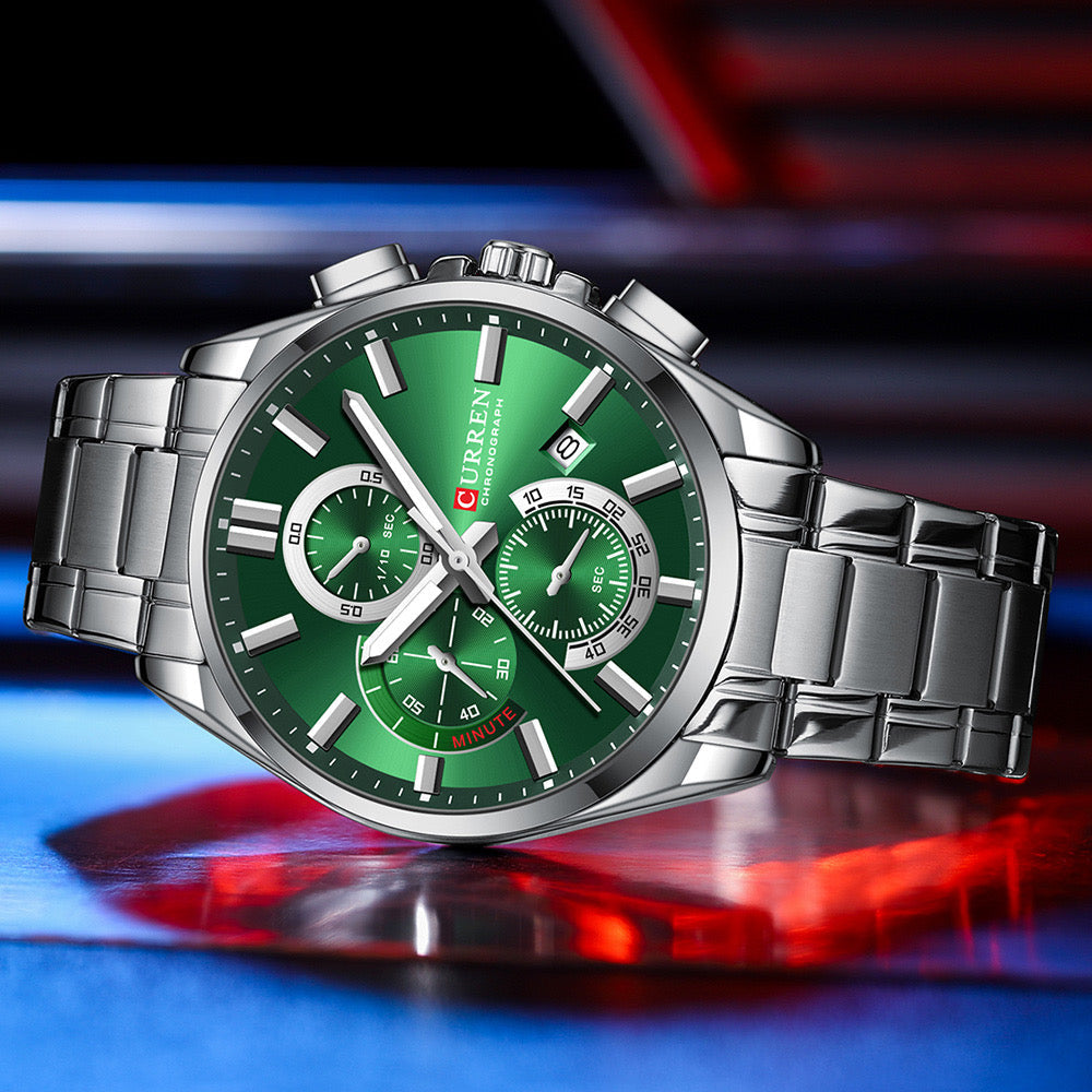 Reloj Curren 8475 plateado verde