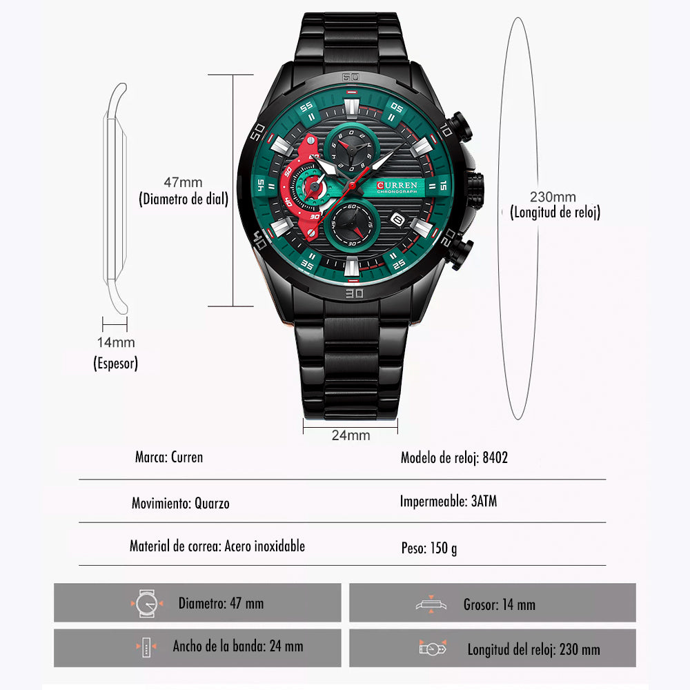 Curren 8402 negro-verde