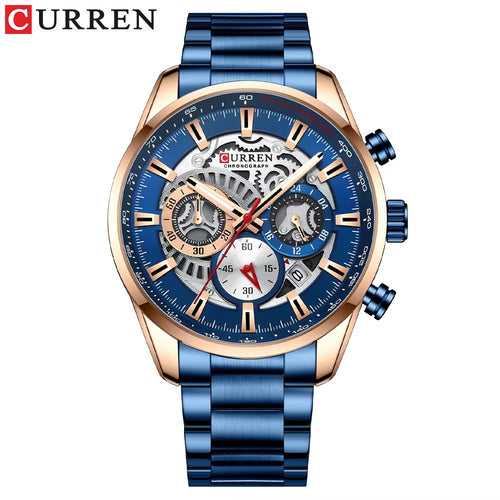 Curren 8391 azul cronógrafo de acero
