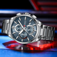 Reloj Curren 8475 plateado azul